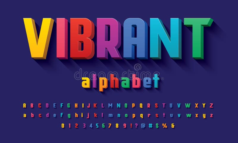 3D display font design, alphabet, character set, letters and numbers. 3D display font design, alphabet, character set, letters and numbers.